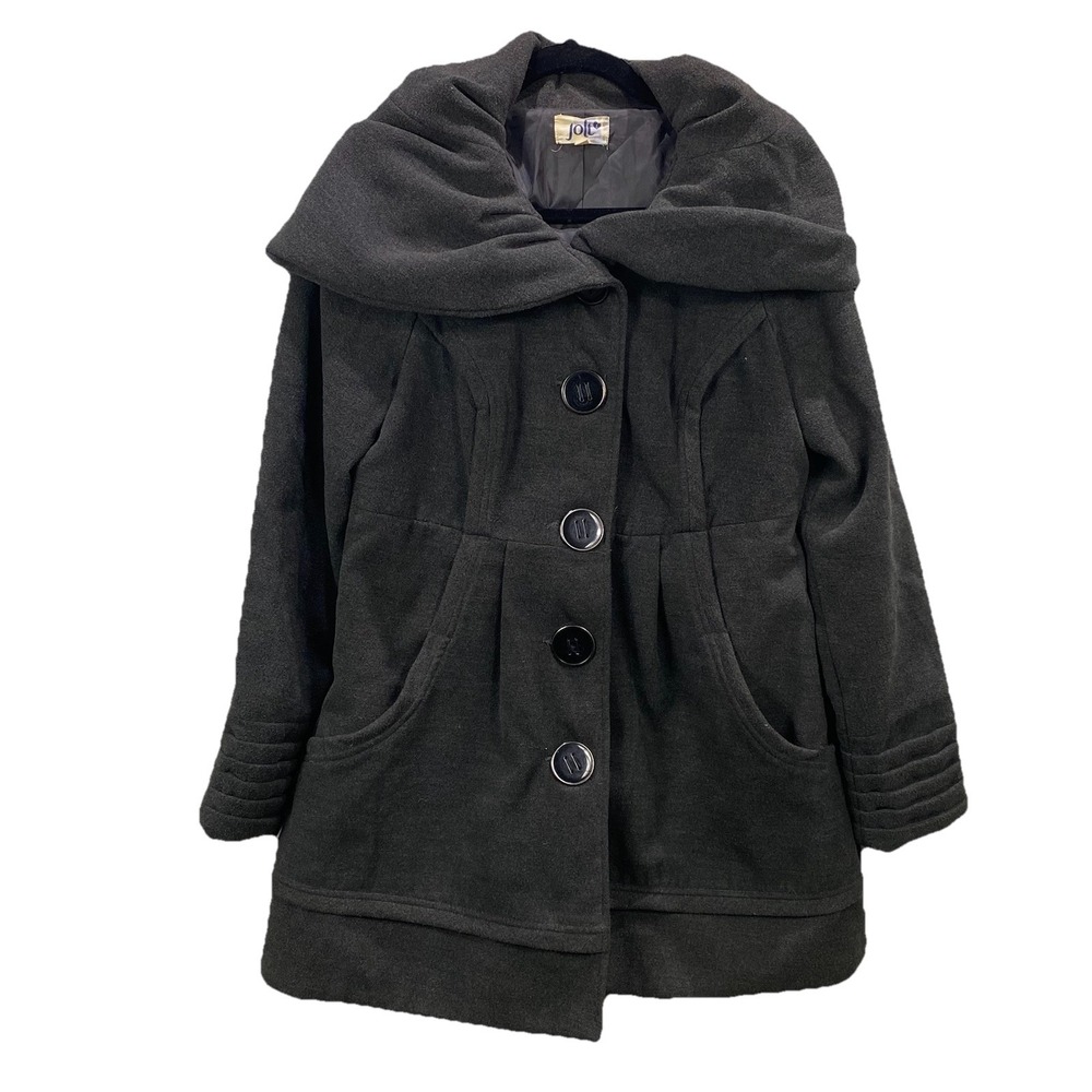 Jolt Women's Gray Long Sleeve Buttons Front Casual Jacket Coat Size M
